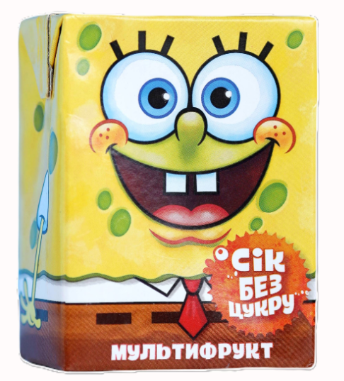 Сік мультифруктовий відновлений, неосвітлений ТМ Sponge Bob без доданого цукру 0,2л